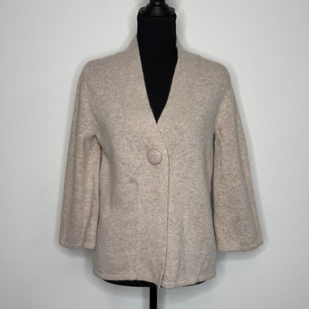 Lambswool Angora Blend Oatmeal Cardigan Quiet Luxury M